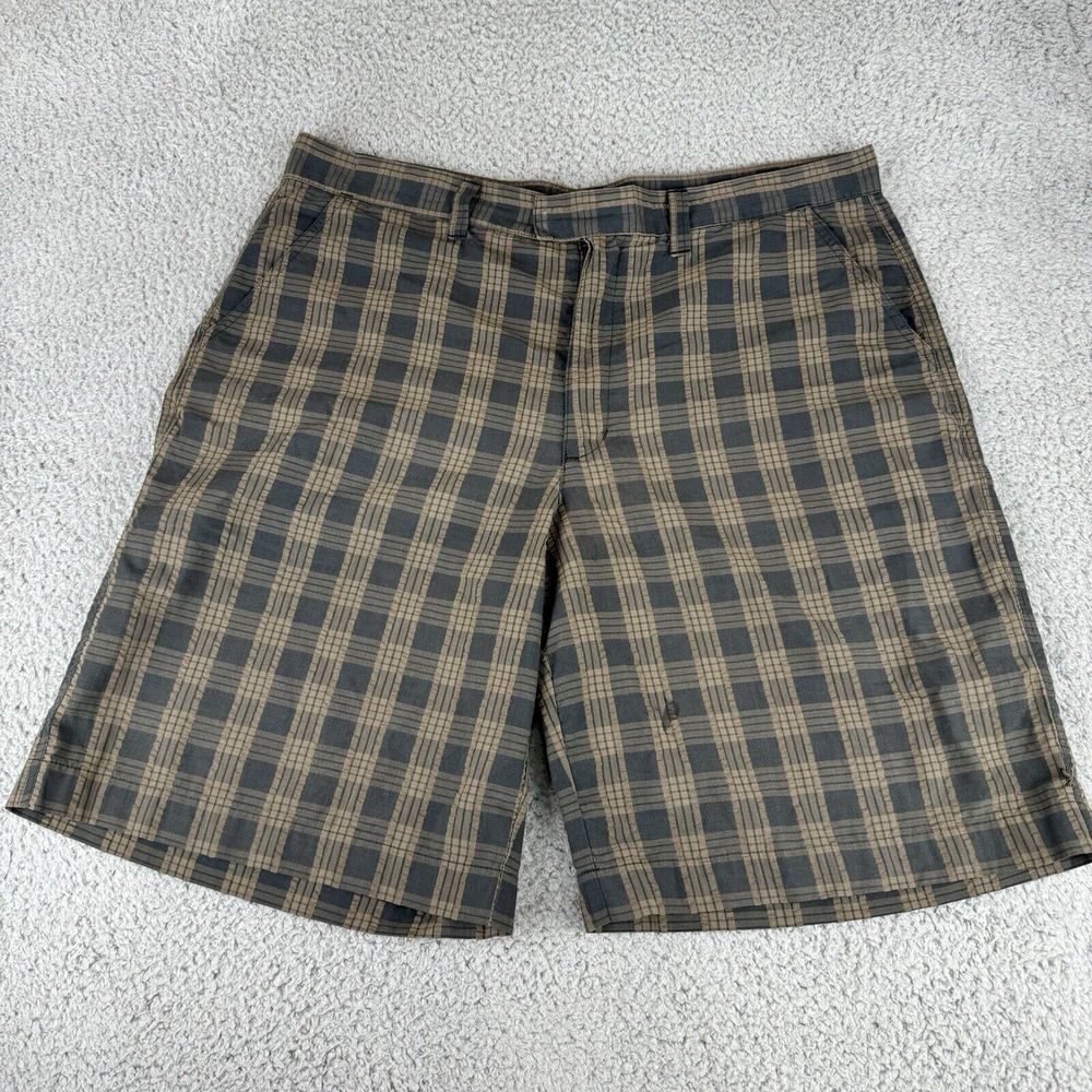 Patagonia‎ Shorts Mens 36 Flat Front Chino Gray Striped Organic Cotton Blend